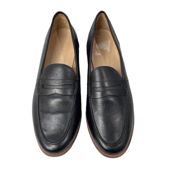 J. Crew leather Ryan penny loafers flats Sz 10 black Item H8200